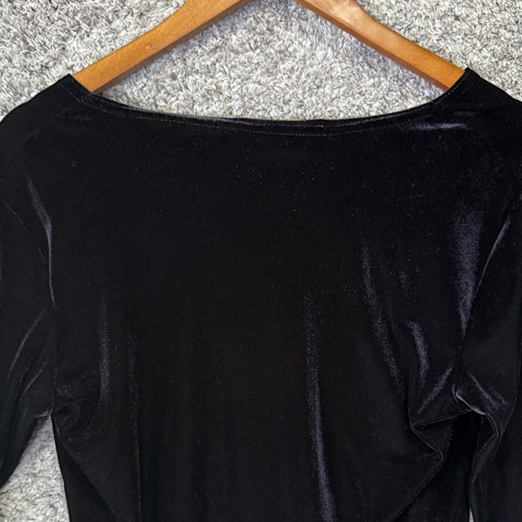 Vintage Black Velvet Button-Down Shirt Cardigan 90s Whimsigoth Size Small - Picture 8 of 8